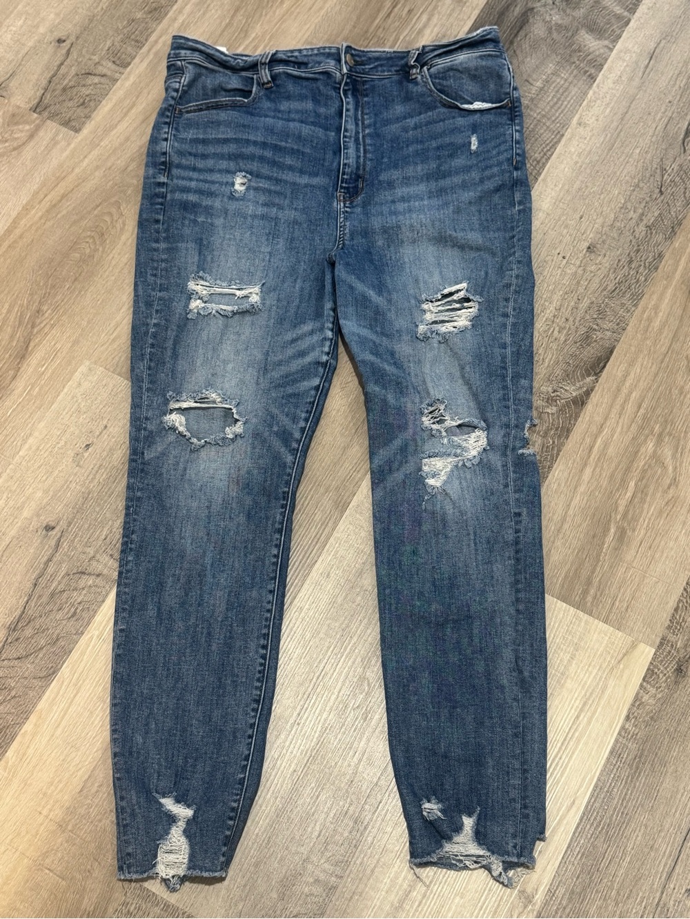 American Eagle Outfitters Distressed Medium Blue Boyfriend Jeans